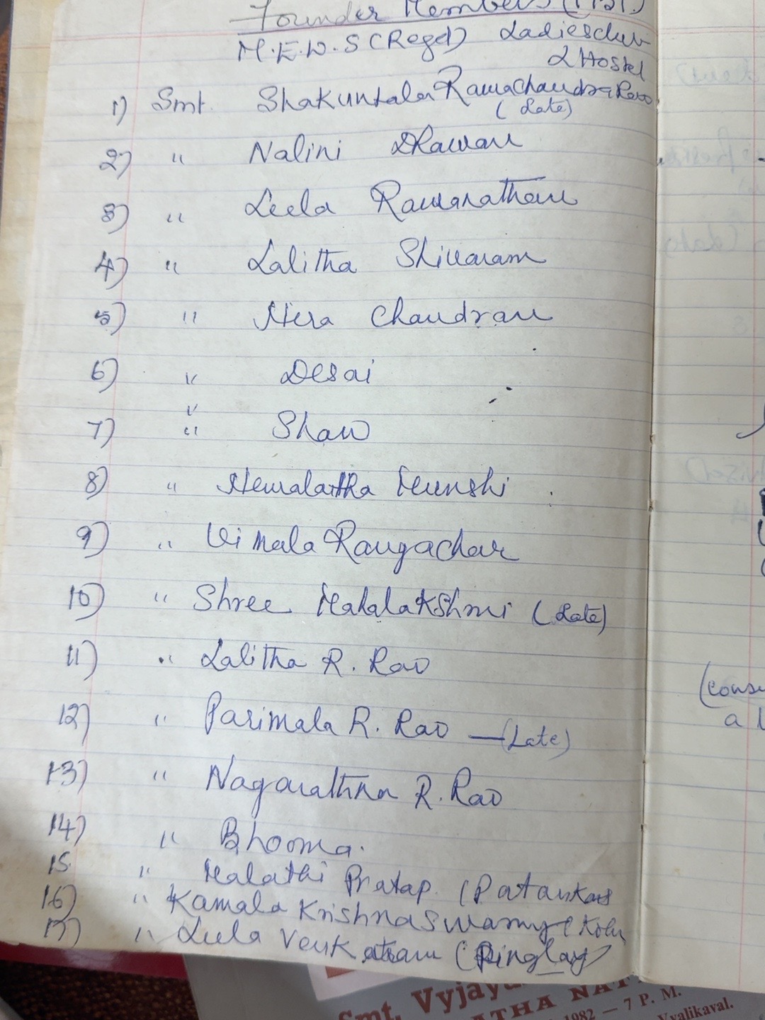The founder-members list — Handwritten notes · Some spellings to confirm