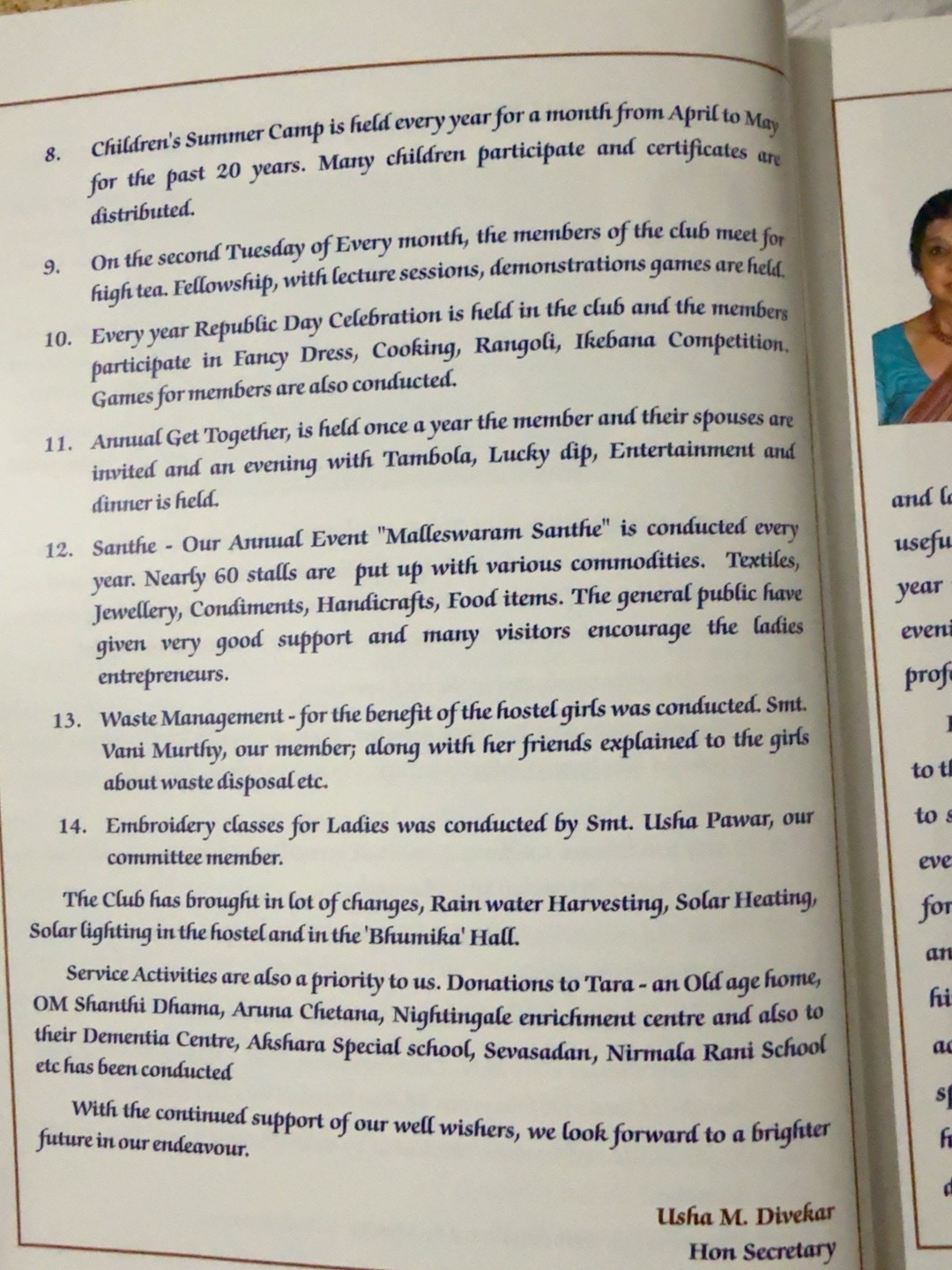 Santhe & community activities — 2015 · Secretary’s report